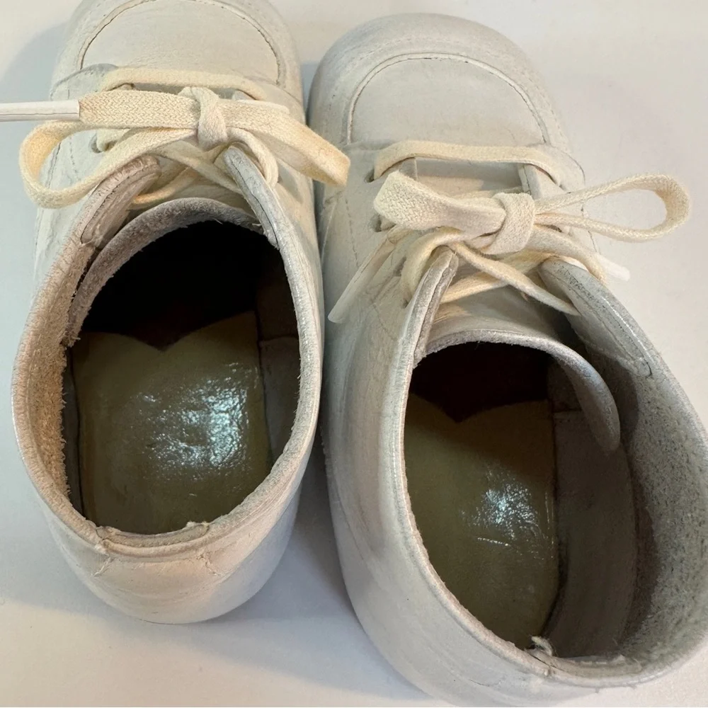 Vintage Ivory White Leather Crib Baby Walker‎ Shoes